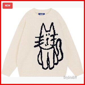 Oversized Pullover Sweater Unisex Fall Winter Casual Printed Graphic